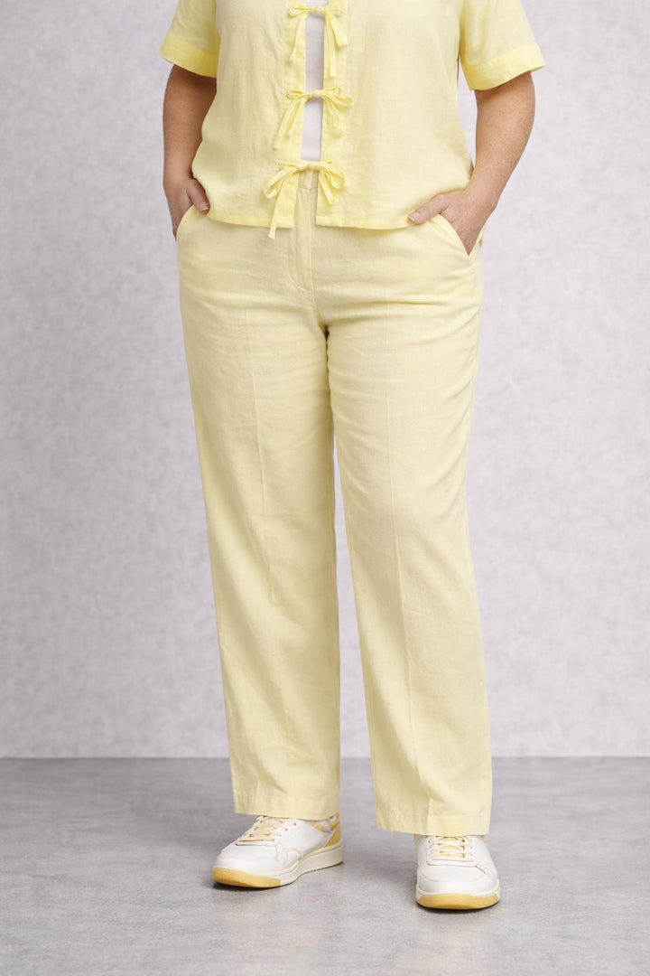 pastelgele linnen broek