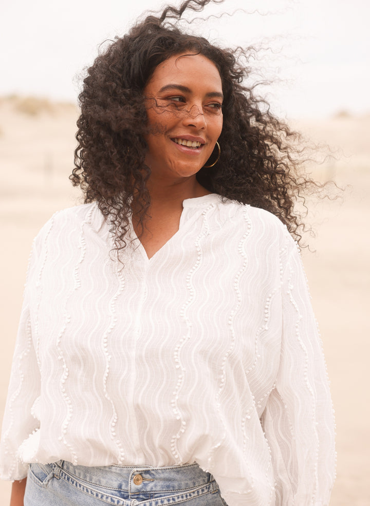 witte katoenen blouse met structuur