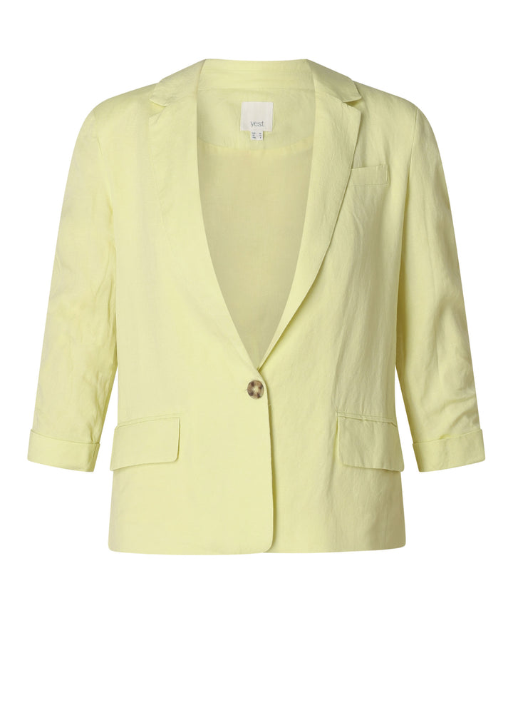 Pastelgeel Linnen Blazer