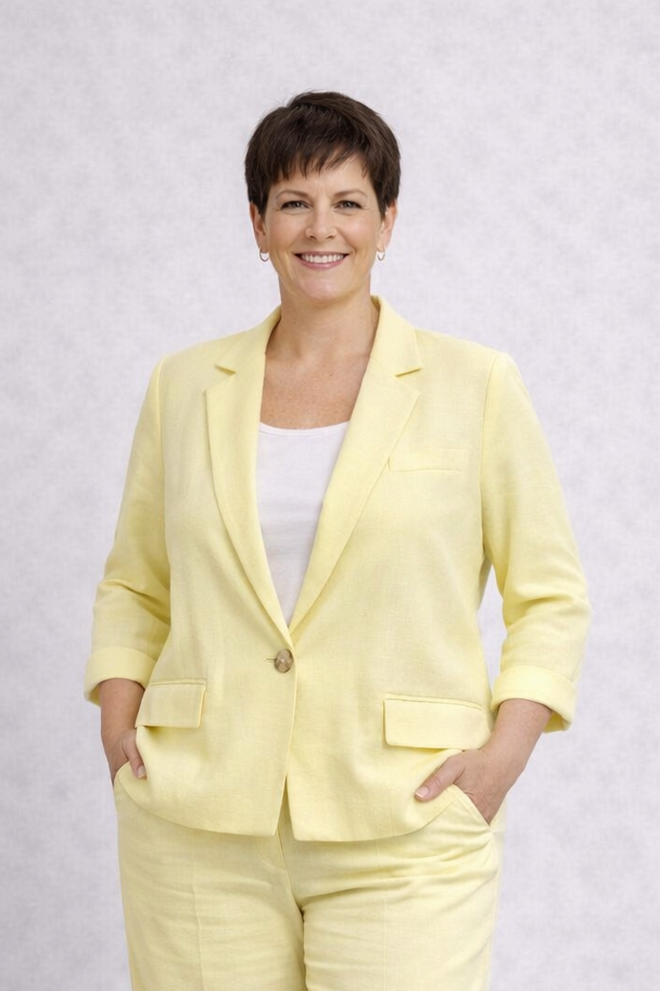 Pastelgeel Linnen Blazer