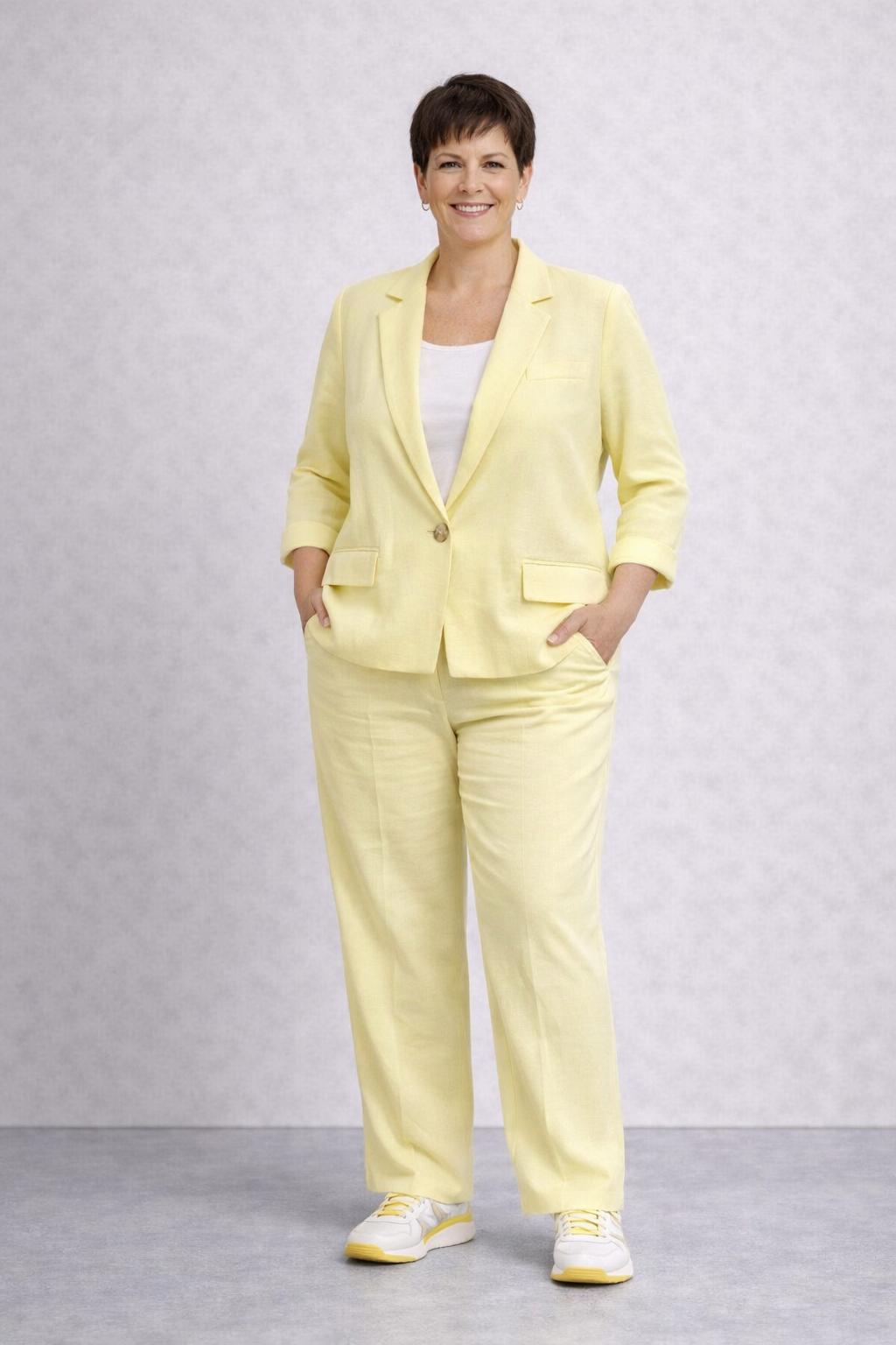 Pastelgeel Linnen Blazer