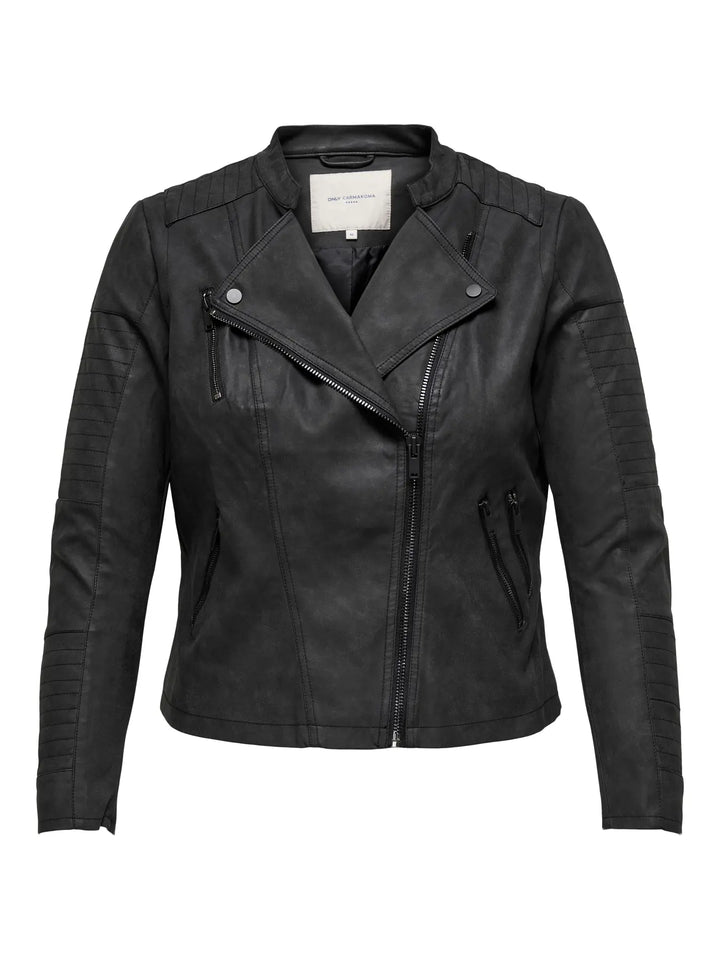 Zwarte Bikerjas Met Ritsdetails