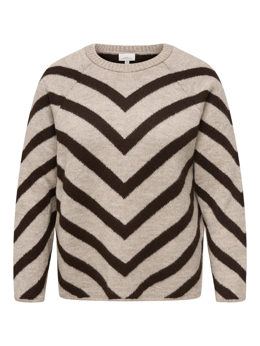 Beige Trui Met Chevronstrepen