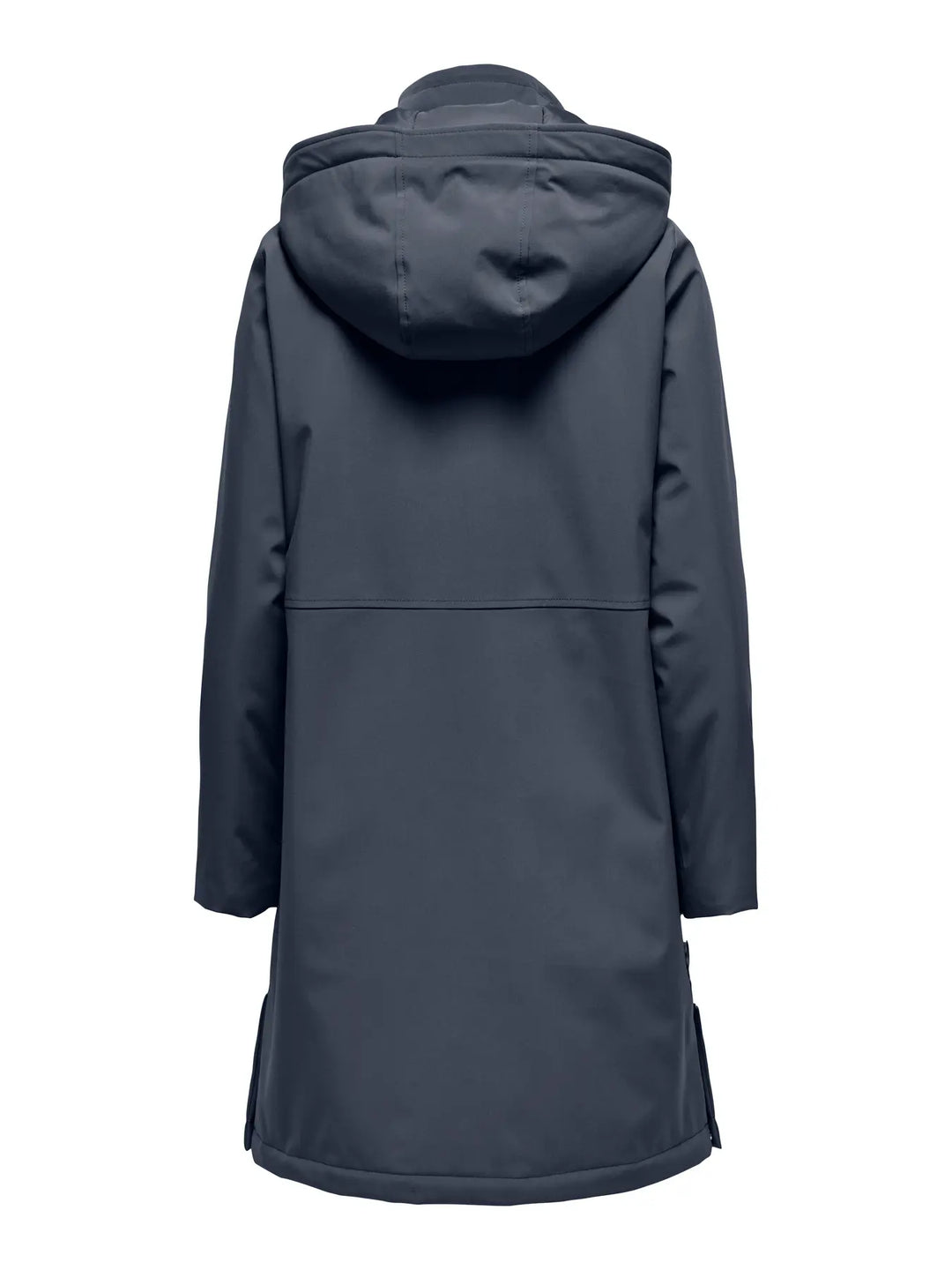 donkerblauwe winterjas met capuchon