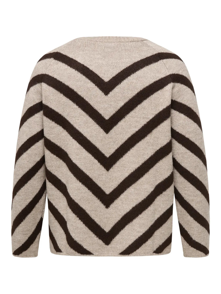 Beige Trui Met Chevronstrepen
