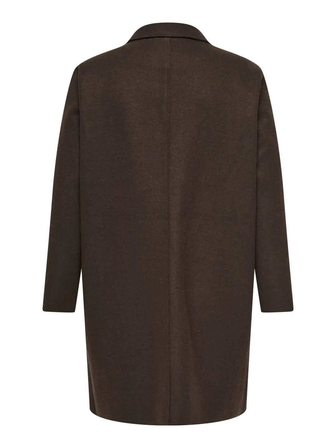 Bruine Lange Damesmantel met Revers