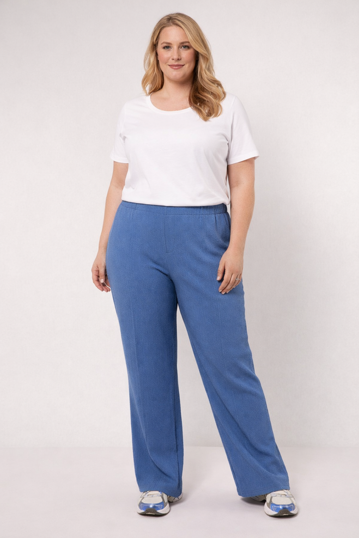 Blauwe Comfortabele Wijde Broek