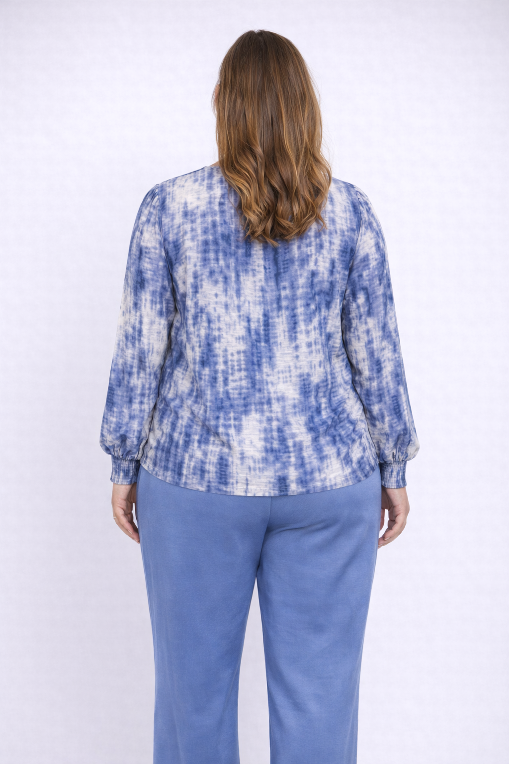 Blauwe Print Blouse Met Strik