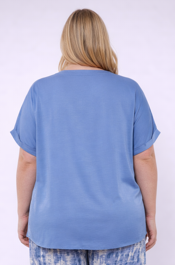 Blauwe V-Hals Top