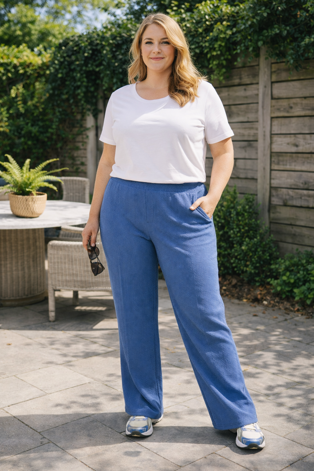 Blauwe Comfortabele Wijde Broek