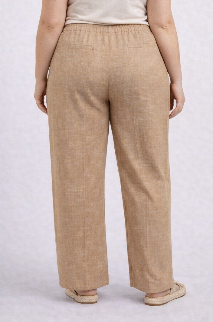 Camelkleurige Linnen Broek
