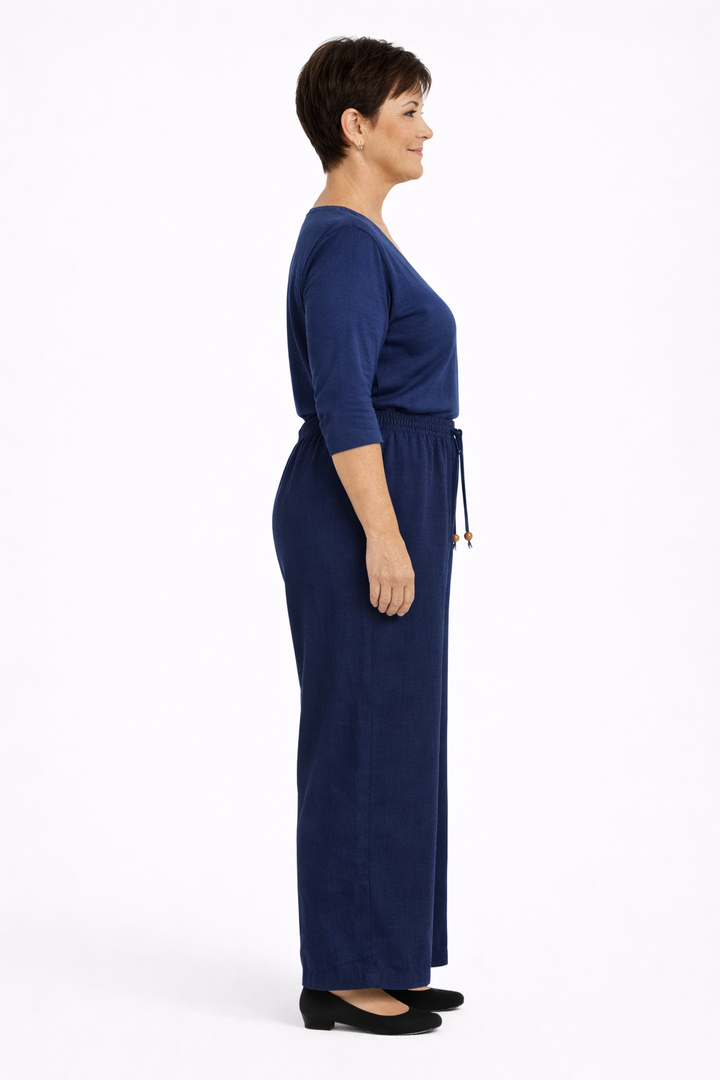 Donkerblauwe Broek in Linnenmix – Comfort & Klasse in Grote Maten