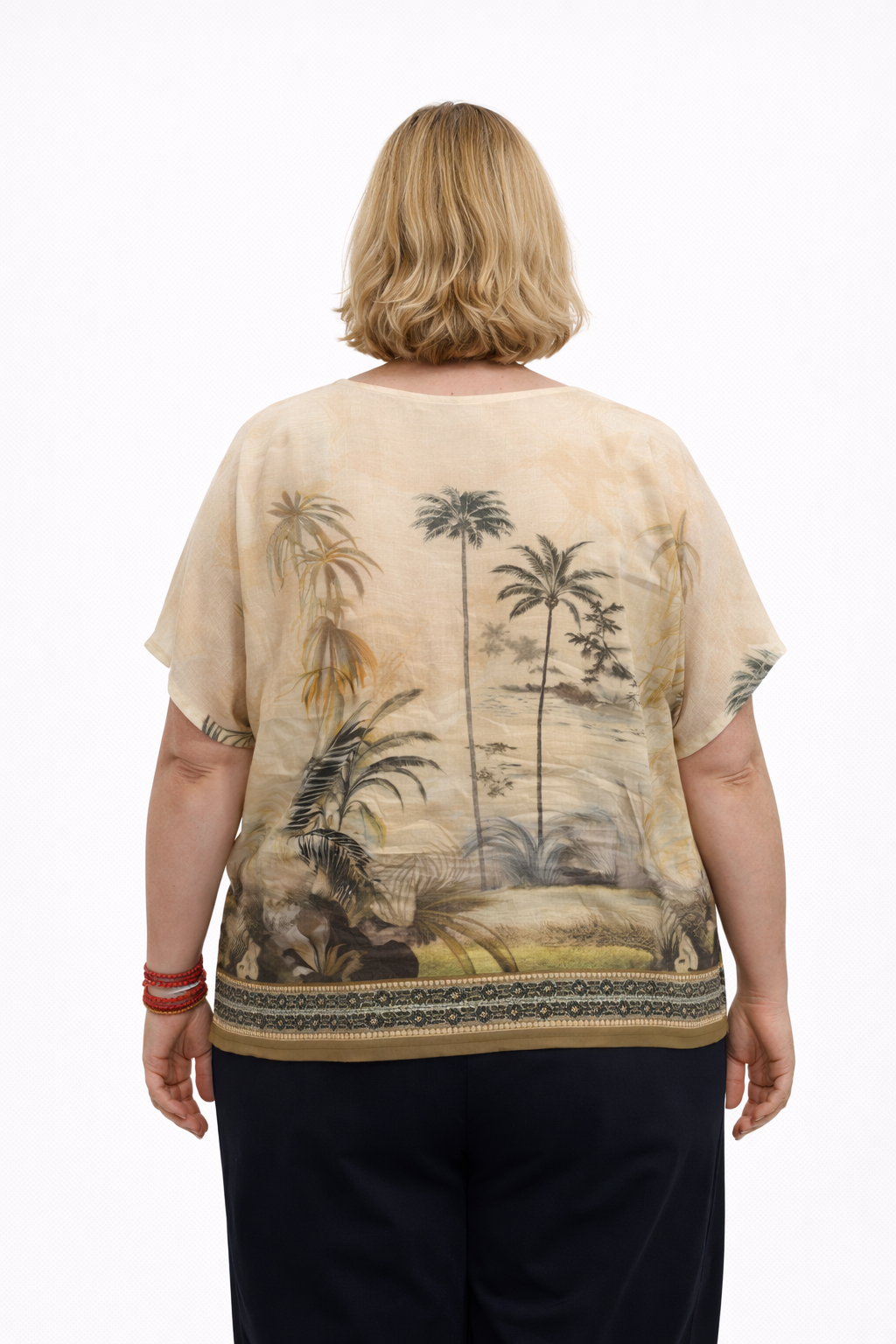 Tropische Blouse Met Palmprint