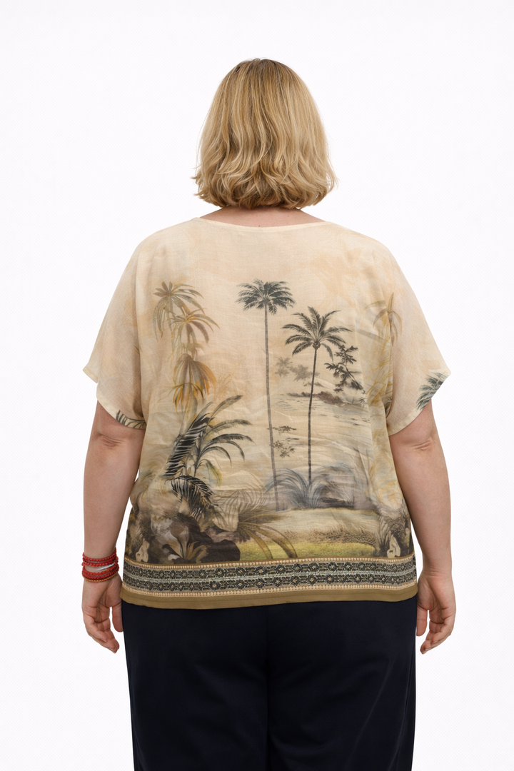 Tropische Blouse Met Palmprint