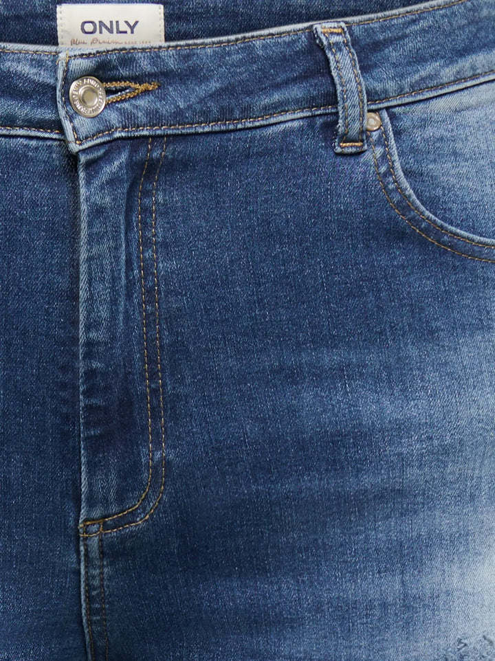 Blauwe Wide Fit Jeans Met Destroyed Details