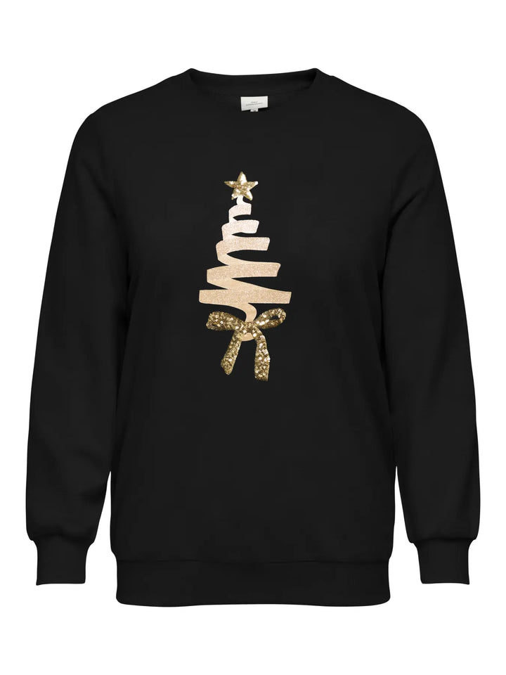 Zwarte Kerstsweater met goud