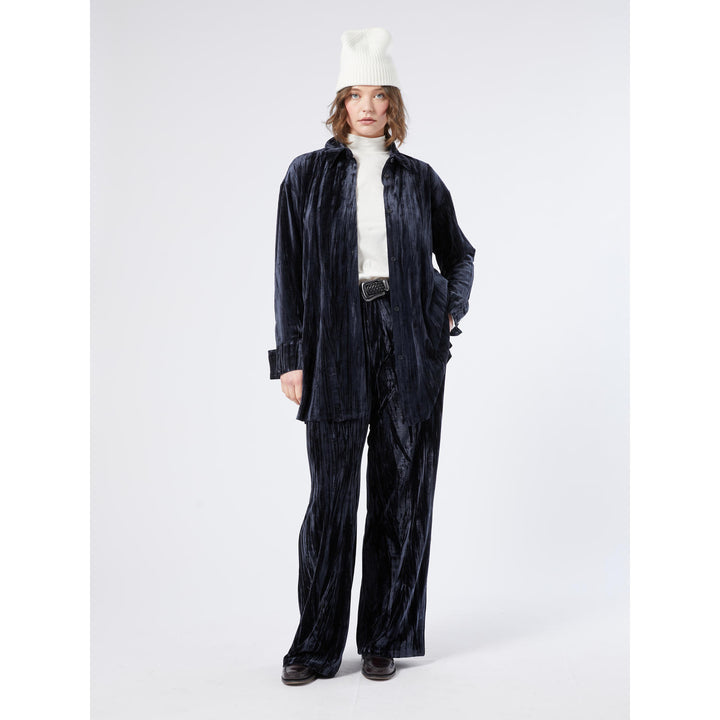 Oversized Tuniek in Midnight Blue Crinklefluweel