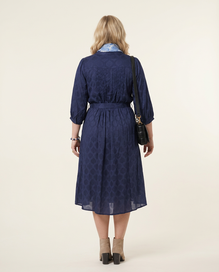 Donkerblauwe Elegante Midi Jurk