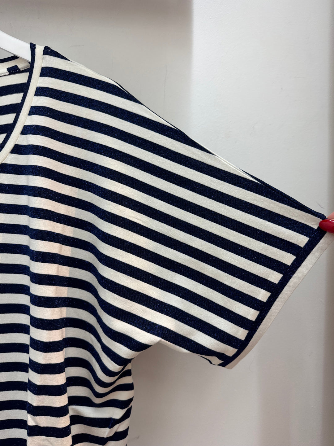 Gestreepte T-shirt Met Glansdraad In Navy