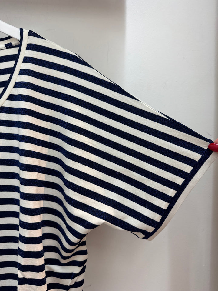 Gestreepte T-shirt Met Glansdraad In Navy