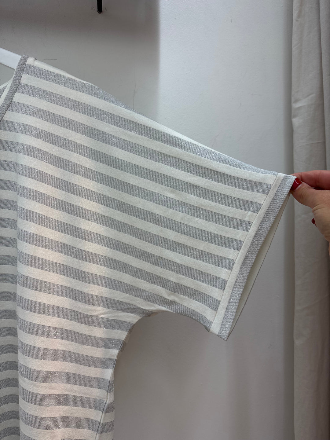 Gestreepte T-shirt Met Glansdraad In Zilver