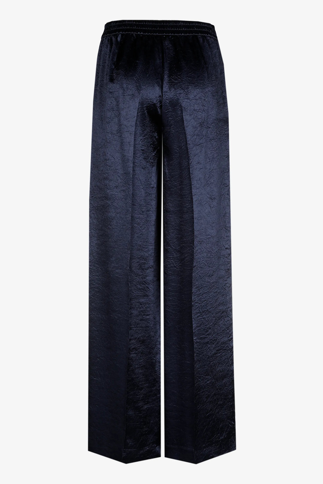 Diepblauwe broek in glanzende crinkle-stof