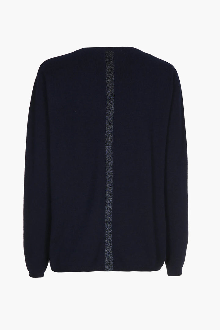 Blauwe Elegante Kasjmier Trui Met Chic Detail