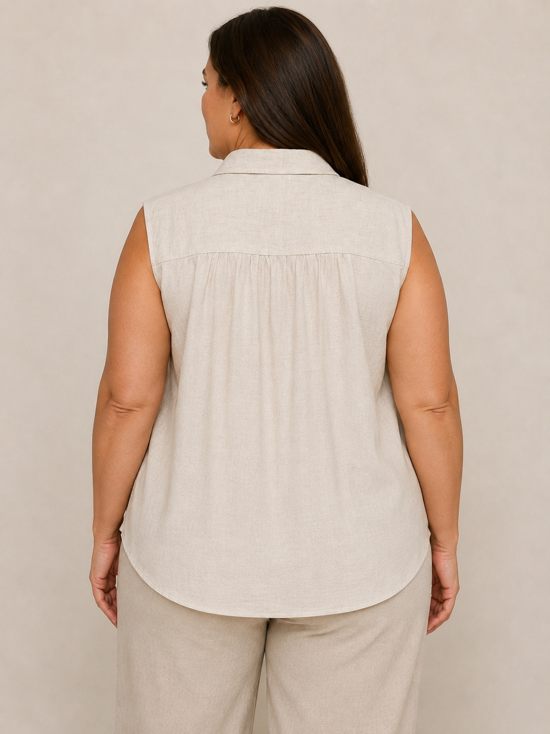 Ecru Top Linnenlook