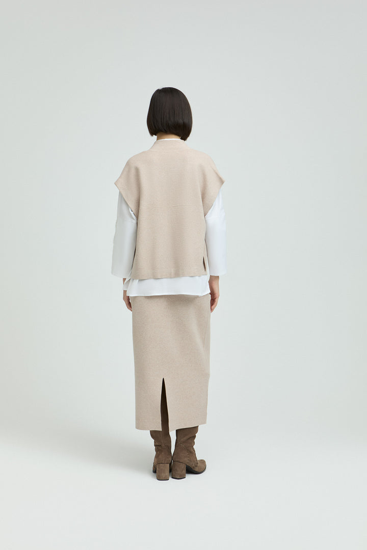 Cappuccinokleurige Mouwloze Vest