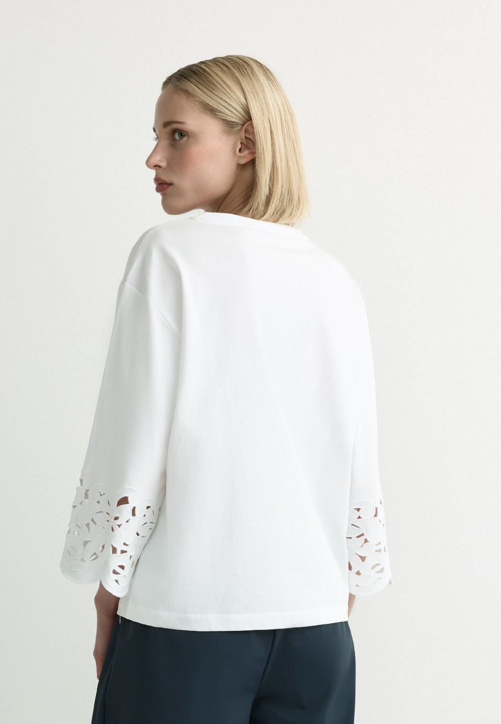 Witte T-shirt met Broderie