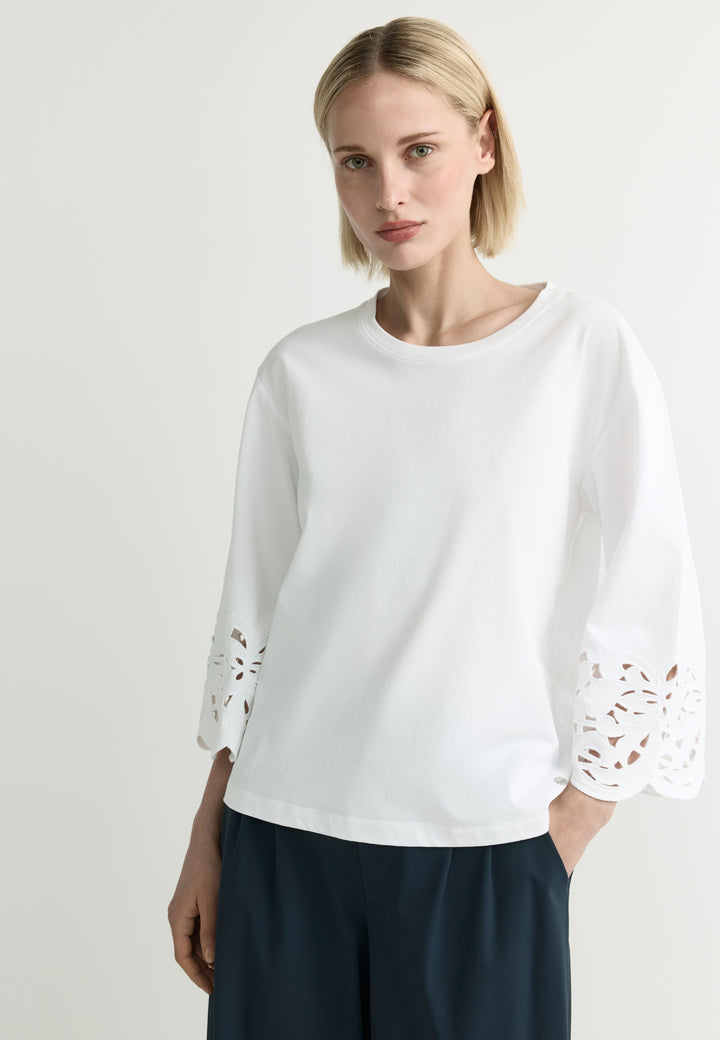 Witte T-shirt met Broderie