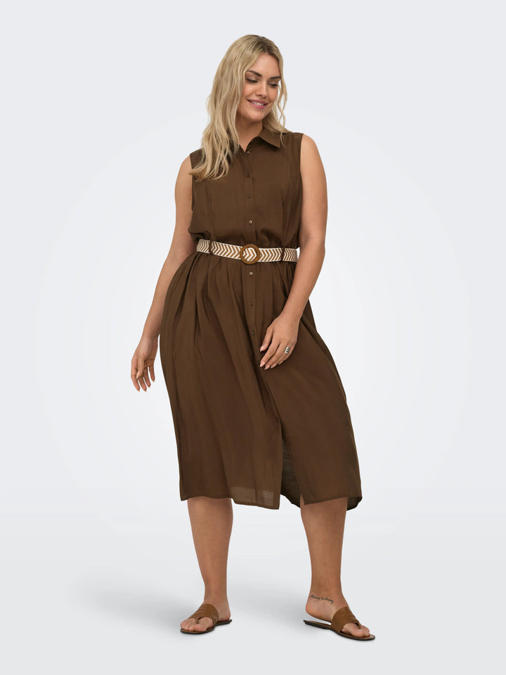 Bruine Midi Hemdjurk