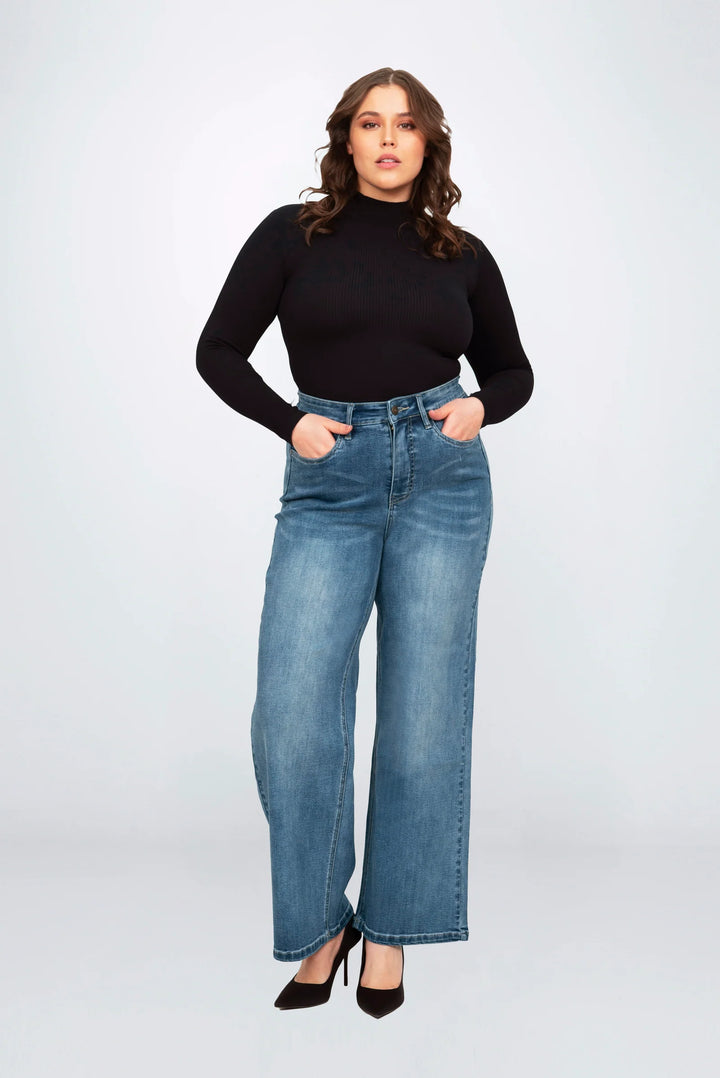 Dixi Wide Leg Jeans In Queen Blue | Grote Maten Mode bij Axent