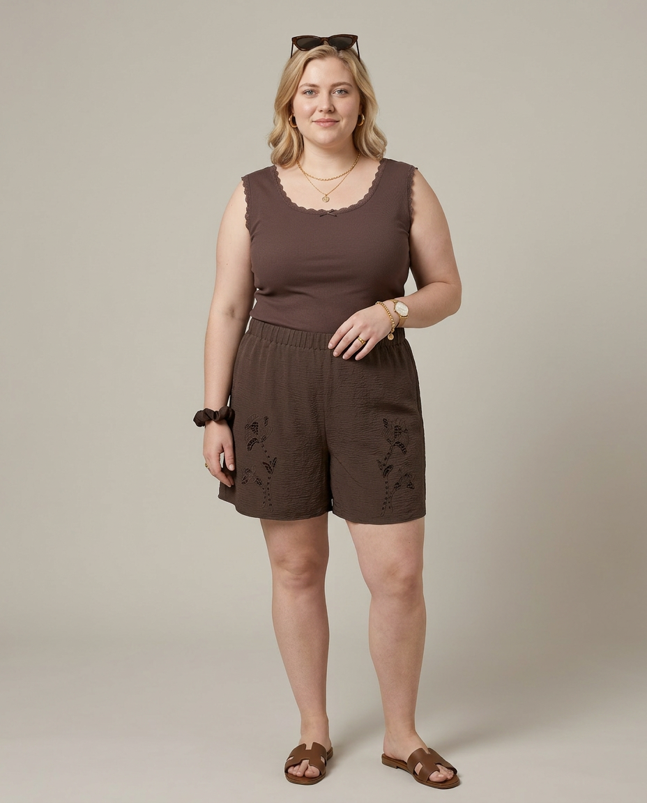 Geborduurde Zomershort