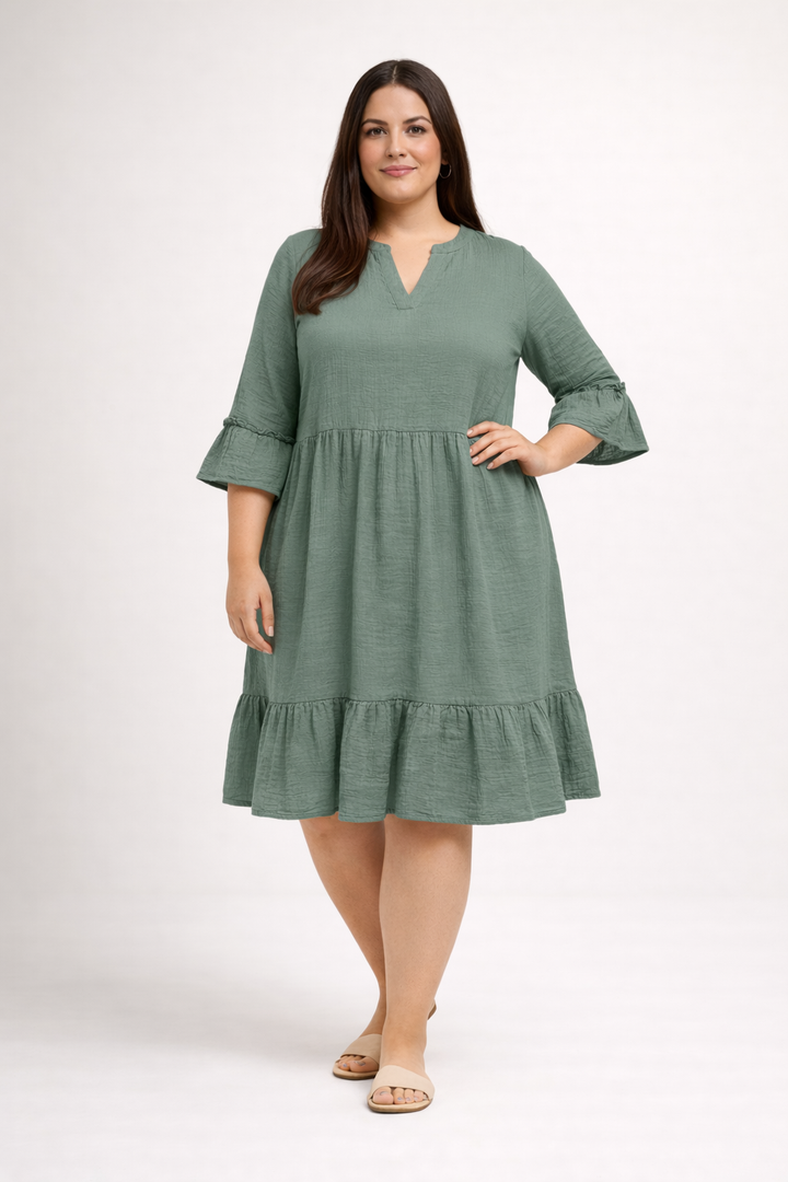 Groene Katoenen Jurk