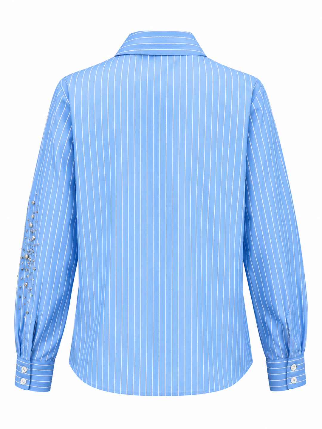 Blauwe Gestreepte Blouse met Strass