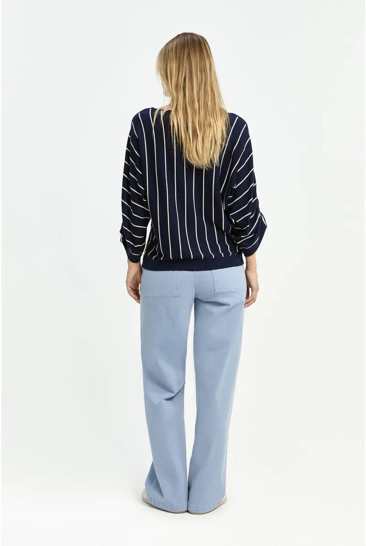 Gestreept Zijden Truitje Met Verstelbare Mouwen