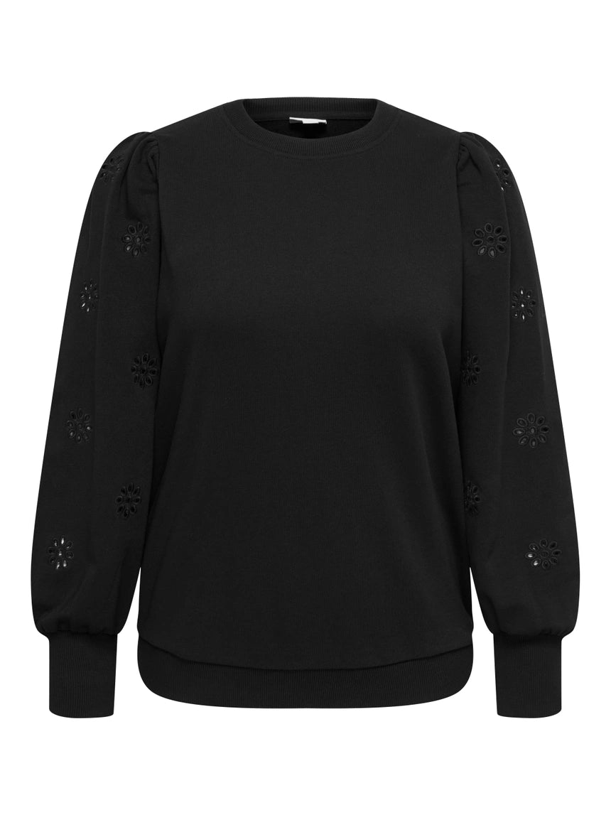 zwarte trui met broderiemouwen