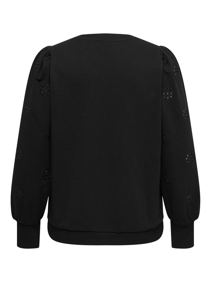 zwarte trui met broderiemouwen
