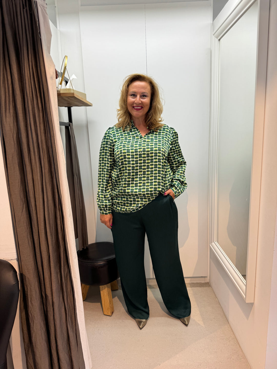 satijnen broek in bottle green