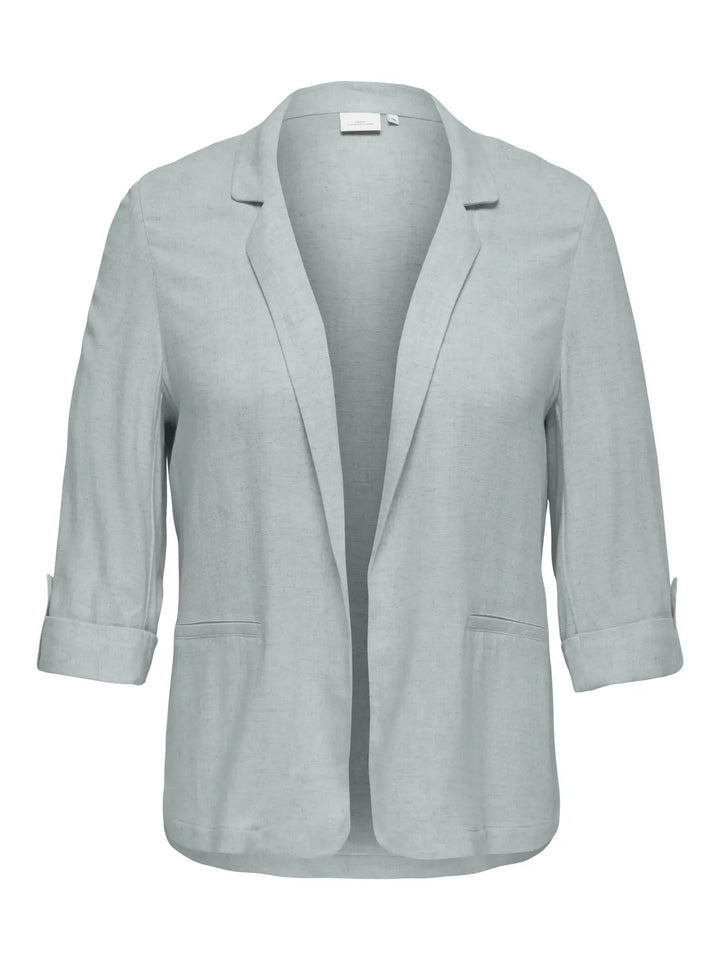 Munt Blazer Met Linnenlook En 3/4 Mouwen