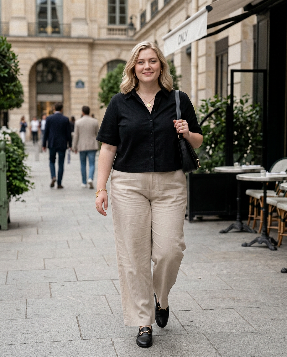 Linnen Blouse Korte Mouwen