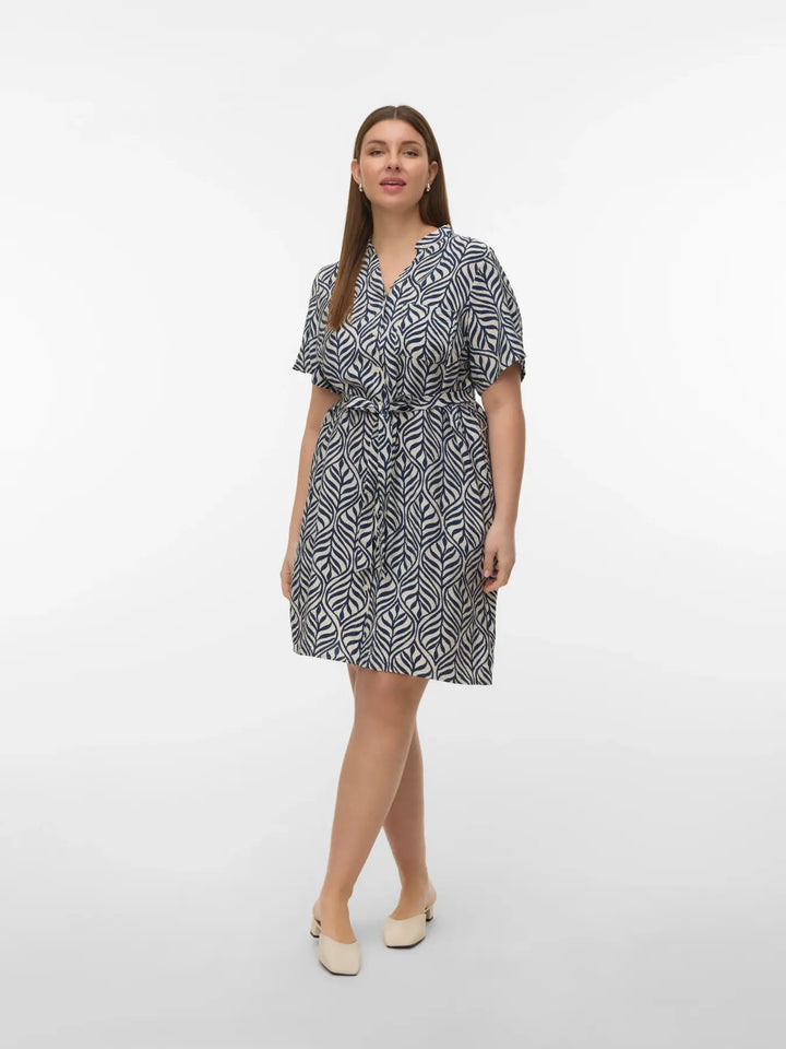 Blauwe Bladprint Jurk