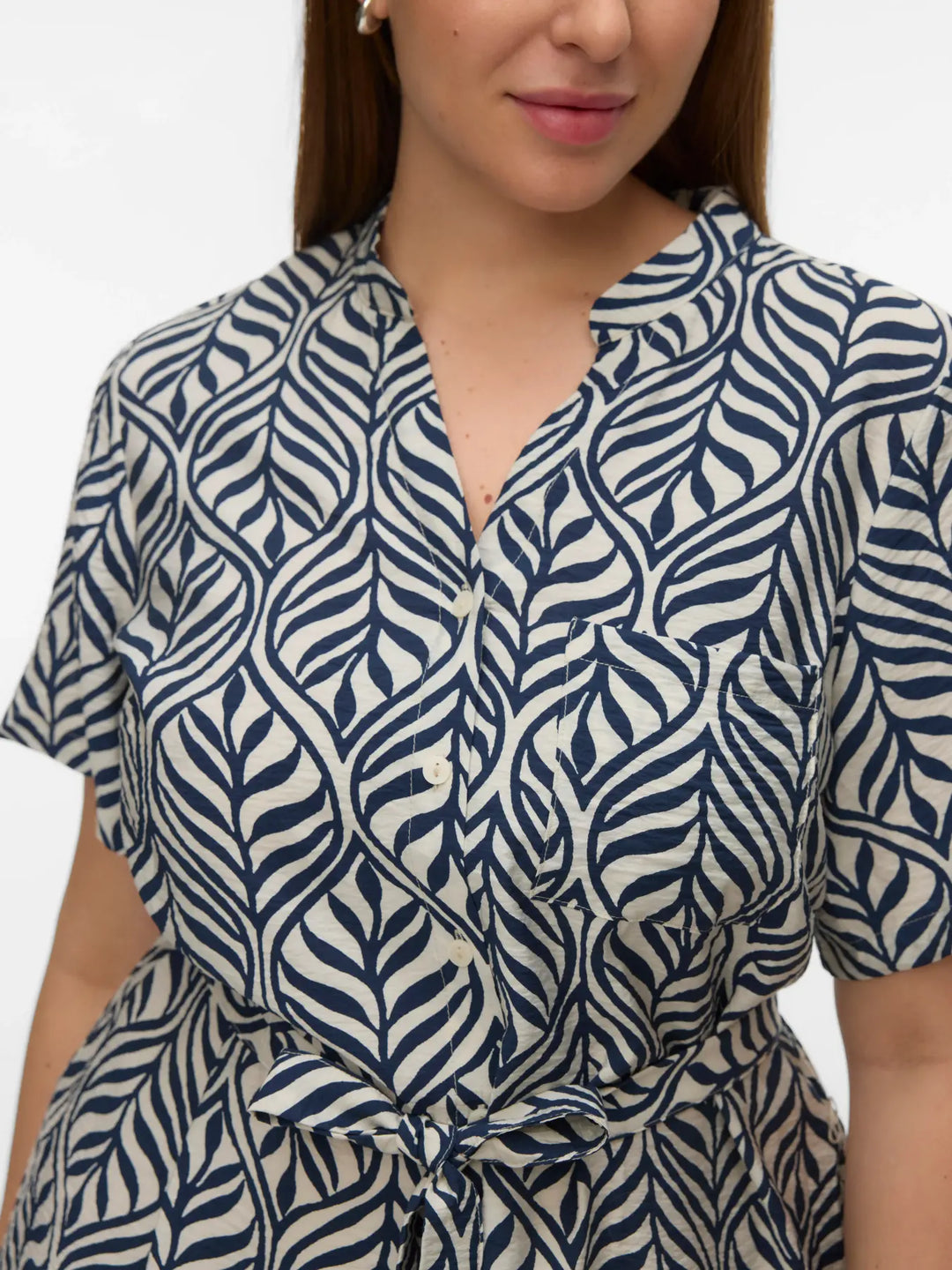 Blauwe Bladprint Jurk