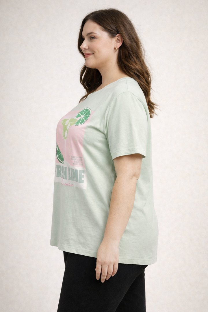 Mintgroene T-Shirt Met Fresh Lime Print