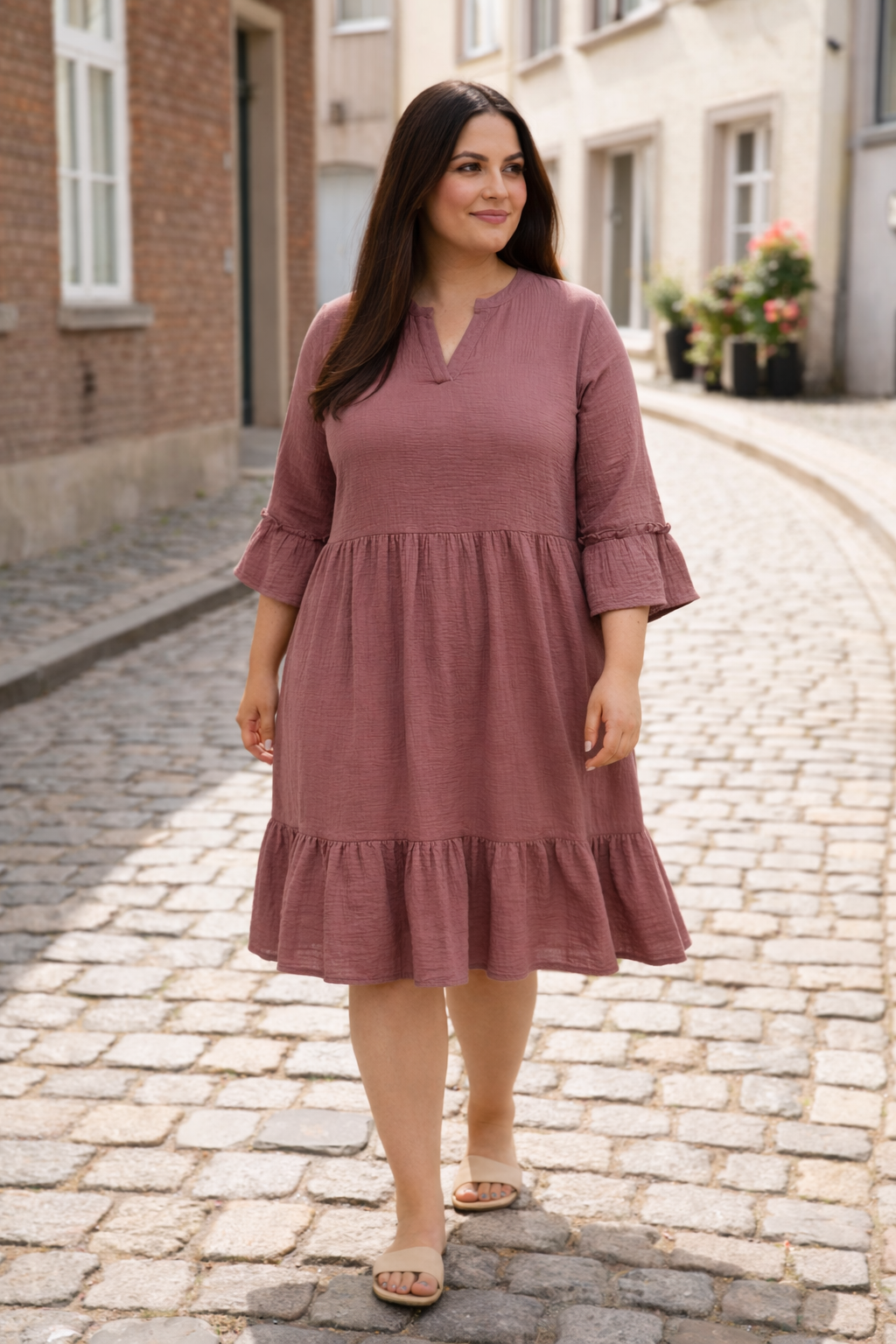 Oudroze Katoenen Jurk