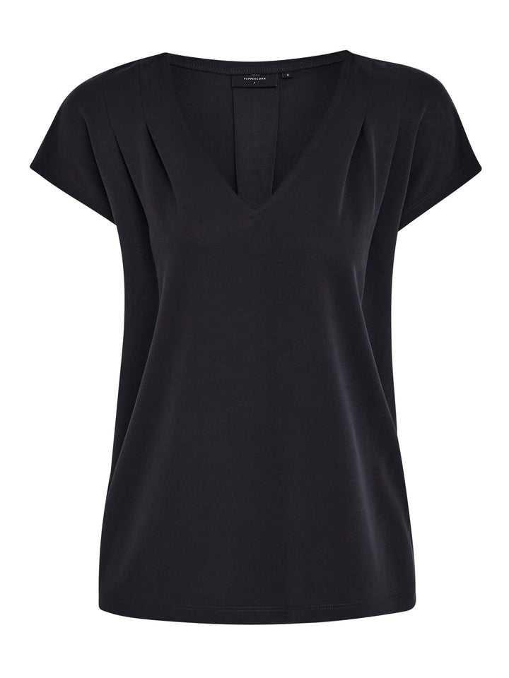 black t-shirt with cap sleeves