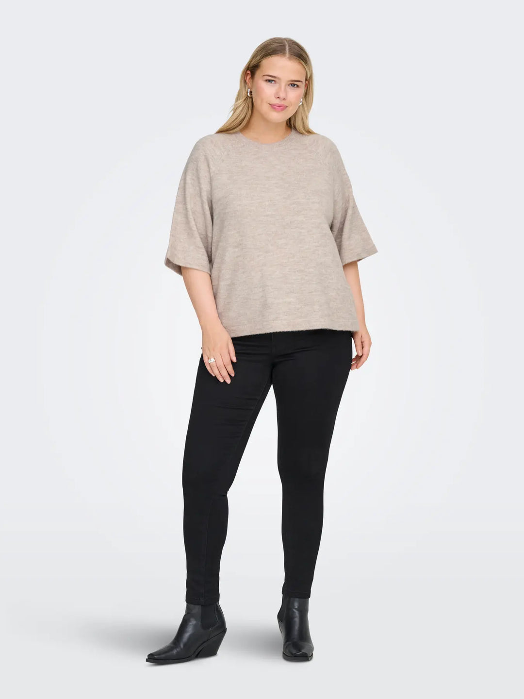 Beige Trui Met Wijde Mouwen