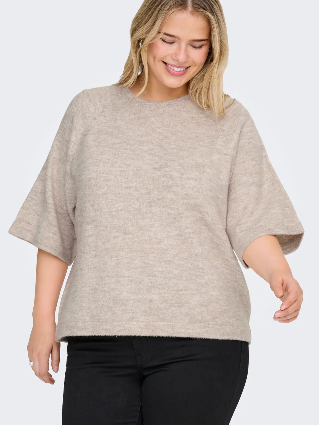 Beige Trui Met Wijde Mouwen