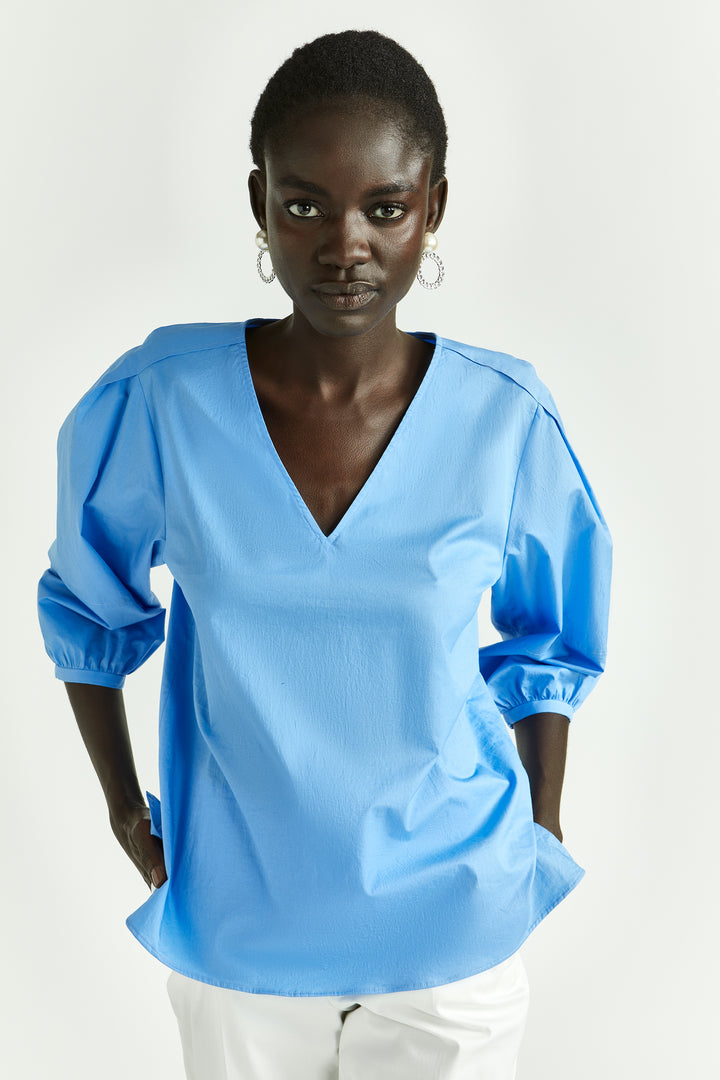 luchtige blouse in cornflower blue